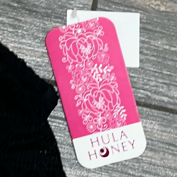 NWT Hula Honey High Neck Bikini Swim Top Black Lace Overlay XS S M XL Juniors' - Picture 8 of 13